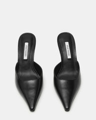 ADELINE Black Leather Mule Pointed-Toe Gold-Detail Women's Heel | Steve Madden US