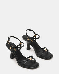 POSY Black Gold-Detail Strappy Square-Toe Women's Heel | Steve Madden for Sale