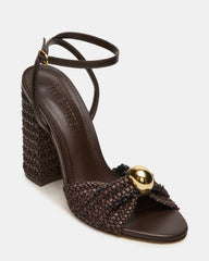 CHEYLA Brown Multi Raffia Women's Block Heels | Steve Madden online