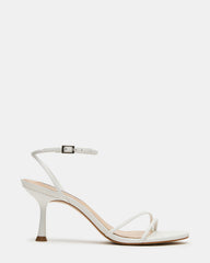 ERAS White Leather Stiletto Round-Toe Ankle Strap Women's Heel | Steve Madden Sale