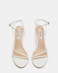 ERAS White Leather Stiletto Round-Toe Ankle Strap Women's Heel | Steve Madden Sale