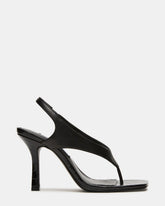IMPROV Black Leather Square-Toe Thong Slingback Women's Heel | Steve Madden for Sale