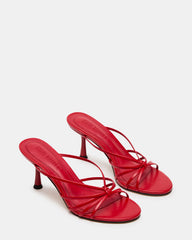 EDNA Red Leather Strappy Mule Women's Heel | Steve Madden for Sale