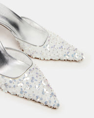 ALEXI Sequin Silver Pointed-Toe Mule Women's Heel | Steve Madden outlet