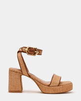 ELIDA Raffia Ankle Strap Platform Women's Block Heel | Steve Madden on Sale