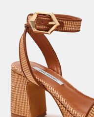 ELIDA Raffia Ankle Strap Platform Women's Block Heel | Steve Madden on Sale