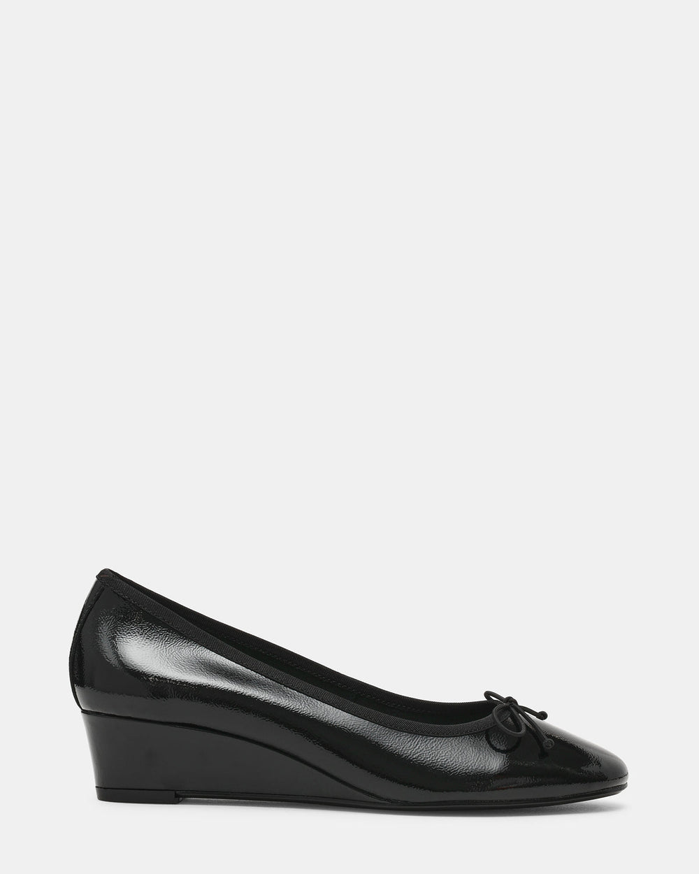 KLUTZY Black Patent Ballet Wedge Bow Round-Toe Women's Heel | Steve Madden Sale