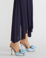 PRIYA Flower Blue Satin Mule Women's Heel | Steve Madden for Sale