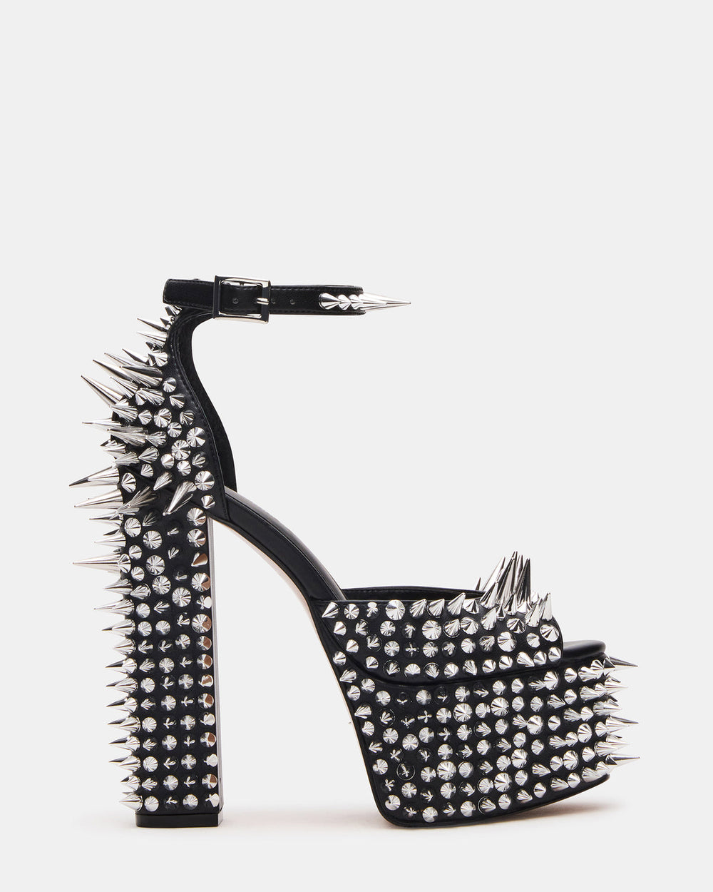 PUNK Black Platform Moto Block Heel Women's Heel | Steve Madden discount
