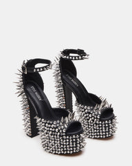 PUNK Black Platform Moto Block Heel Women's Heel | Steve Madden discount