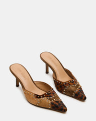 ALEXI Leopard Multi Studs Pointed-Toe Mule Women's Heel | Steve Madden for Sale
