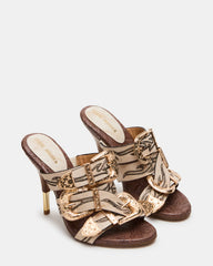 FARRA White Distressed Western-Inspired Stiletto Buckle Mule Women's Heel | Steve Madden outlet