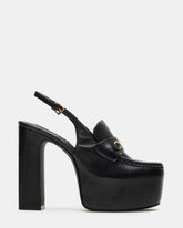 QUINN Black Leather Platform Slingback Heel | Women's Heels | Steve Madden on Sale