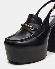 QUINN Black Leather Platform Slingback Heel | Women's Heels | Steve Madden on Sale