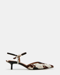 ADELAIDE Brown Cow Print Women's Pointed-Toe Kitten Heel | Steve Madden US