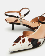ADELAIDE Brown Cow Print Women's Pointed-Toe Kitten Heel | Steve Madden US