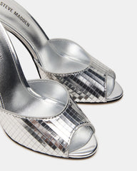 PRIYA Silver Disco Mule Women's Heel | Steve Madden US