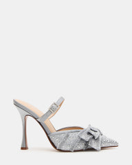 BAYLIN Grey Satin Rhinestones Bow Pointed-Toe Stiletto Women's Heel | Steve Madden outlet