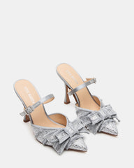 BAYLIN Grey Satin Rhinestones Bow Pointed-Toe Stiletto Women's Heel | Steve Madden outlet