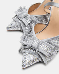 BAYLIN Grey Satin Rhinestones Bow Pointed-Toe Stiletto Women's Heel | Steve Madden outlet