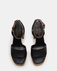 FLORIA Black Leather Women's Platform Square-Toe Block Heel | Steve Madden for Sale