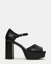 LONDON Black Leather Platfrom Block Heel Square-Toe Women's Heel | Steve Madden online