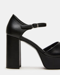 LONDON Black Leather Platfrom Block Heel Square-Toe Women's Heel | Steve Madden online