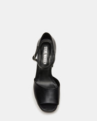 LONDON Black Leather Platfrom Block Heel Square-Toe Women's Heel | Steve Madden online