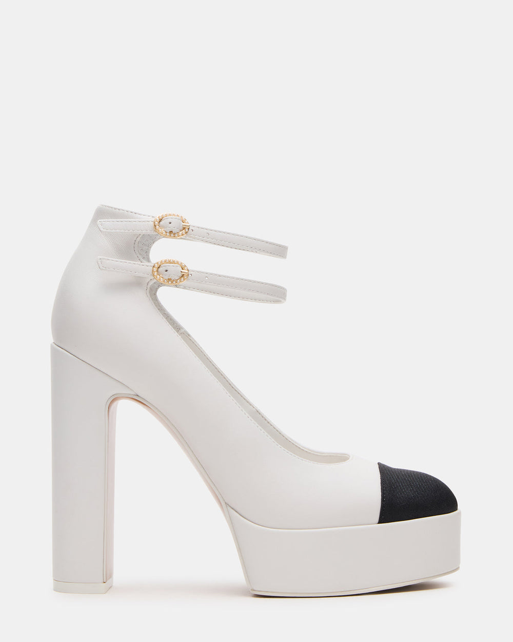 PEYTON White Leather Block Heel Platform Women's Heel | Steve Madden for Sale