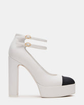 PEYTON White Leather Block Heel Platform Women's Heel | Steve Madden for Sale
