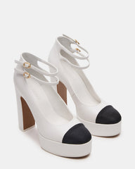 PEYTON White Leather Block Heel Platform Women's Heel | Steve Madden for Sale