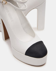 PEYTON White Leather Block Heel Platform Women's Heel | Steve Madden for Sale