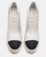 PEYTON White Leather Block Heel Platform Women's Heel | Steve Madden for Sale
