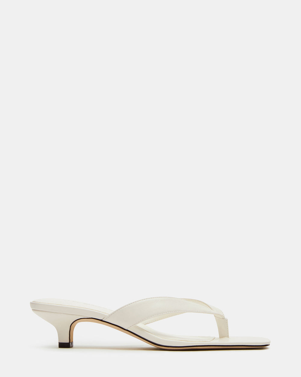 TRACIE White Leather Thong Strap Women's Kitten Heel | Steve Madden US