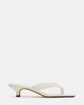 TRACIE White Leather Thong Strap Women's Kitten Heel | Steve Madden US