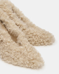 ACHILLES Off-White Pointed-Toe Faux Fur Stiletto Women's Heel | Steve Madden on Sale