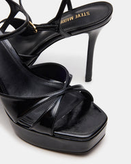 SCARLET Black Square-Toe Strappy Platform Women's Heel | Steve Madden US