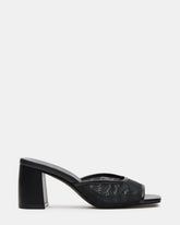 MADAME Black Square-Toe Mesh Mule Women's Heel | Steve Madden Sale