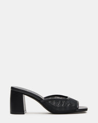 MADAME Black Square-Toe Mesh Mule Women's Heel | Steve Madden Sale