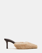 ALEXI Faux Fur Tan Pointed-Toe Mule Women's Heel | Steve Madden Sale