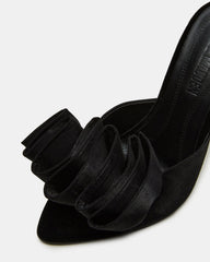 AFFINITY Black Satin Pointed-Toe Stiletto Mule Women's Heel | Steve Madden outlet