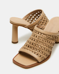 FRESCA Natural Woven Square-Toe Mule Women's Heel | Steve Madden Sale