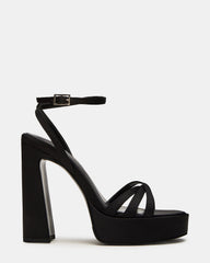 FLEET Black Strappy Platform Block Heel | Women's Heels | Steve Madden on Sale