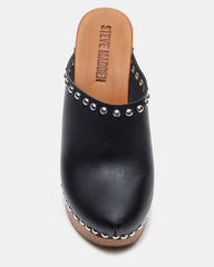 DUTCHESS Black Leather Women's Studded Platform Mule Clog Heel | Steve Madden near me
