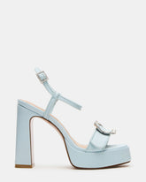 LIANDRA Buckle Blue Satin Women's Platform Square-Toe Strappy Heel | Steve Madden discount