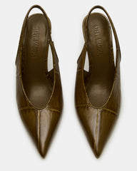 ANDROMEDA Green Crocodile Slingback Pointed-Toe Stiletto Pump Women's Heel | Steve Madden US