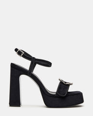 LIANDRA Buckle Black Velvet Women's Platform Square-Toe Strappy Heel | Steve Madden US