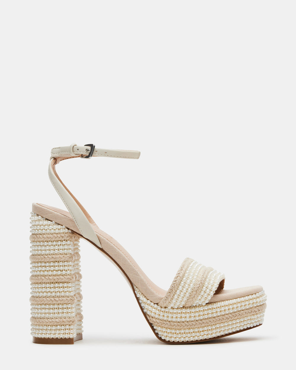 LUMARA Natural Raffia Pearl Platform Block Heel | Women's Heels | Steve Madden discount