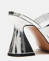 RENIE Silver Women's Open Toe Mule Heel | Steve Madden Sale