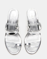 RENIE Silver Women's Open Toe Mule Heel | Steve Madden Sale